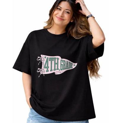 Best Teacher Shirt, Funny Teacher UnisexT-Shirt/Hoodie/Sweatshirt HLT00 - Blue Gingham Pennant Flag First Day of 4th Grade for Teacher T-Shirt