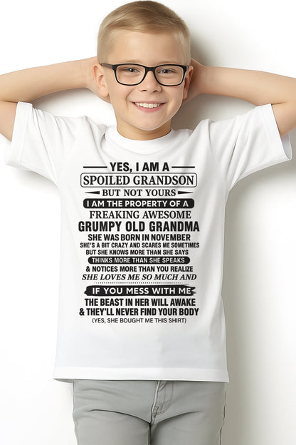 Yes I’m A Stubborn Grandson T-Shirt – Birthday Gift From November Grandma / Woman - EBIL11 (SKU10-171-11)