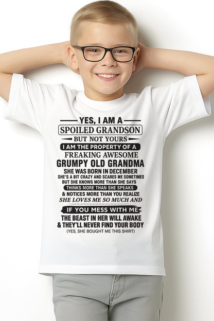 Yes I’m A Stubborn Grandson T-Shirt – Birthday Gift From December Grandma / Woman - EBIL12 (SKU10-171-12)