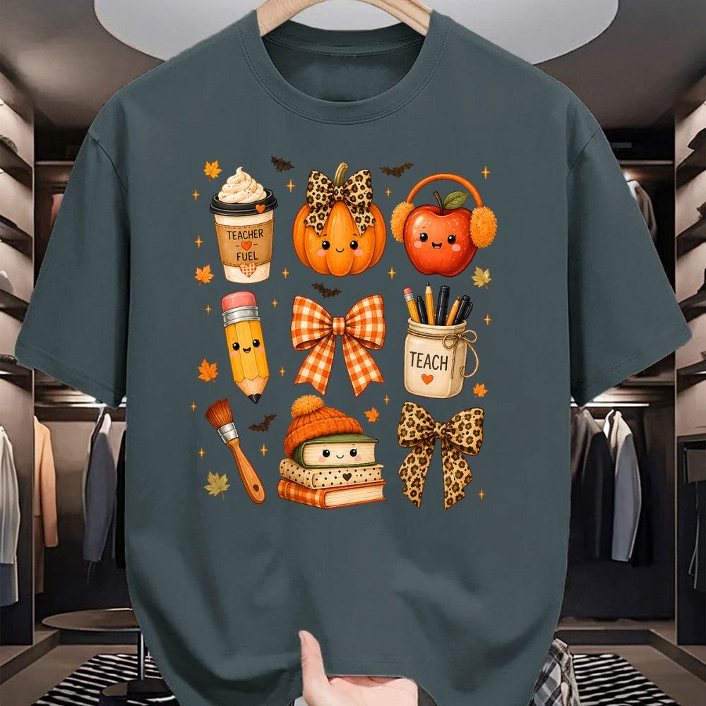 Best Teacher Shirt, Funny Teacher UnisexT-Shirt/Hoodie/Sweatshirt HLT00 - Fall Teacher Halloween Pumpkin Bow Apple Coffee School T-Shirt