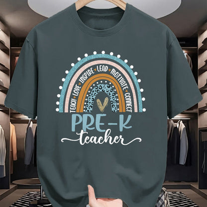 Best Teacher Shirt, Funny Teacher UnisexT-Shirt/Hoodie/Sweatshirt HLT00 - Pre-K Teacher Leopard Boho Rainbow Back to School T-Shirt