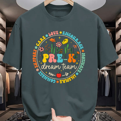 Best Teacher Shirt, Funny Teacher UnisexT-Shirt/Hoodie/Sweatshirt HLT00 - Pre-K Dream Team Back To School Teacher Care Love Floral T-Shirt