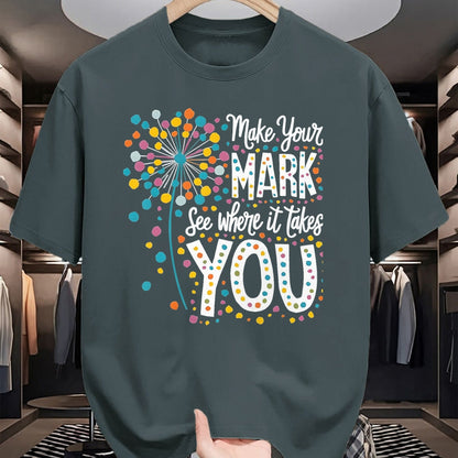 Best Teacher Shirt, Funny Teacher UnisexT-Shirt/Hoodie/Sweatshirt HLT00 - Make Your Mark Dandelion Happy Dot Day Shirts Teacher Kids T-Shirt, Men, Black, 3X-Large