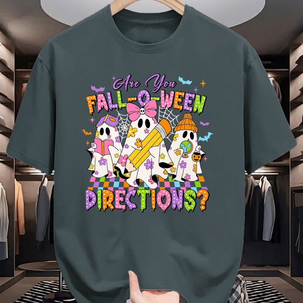 Best Teacher Shirt, Funny Teacher UnisexT-Shirt/Hoodie/Sweatshirt HLT00 - Halloween Floral Ghost Teacher are You Falloween Directions T-Shirt