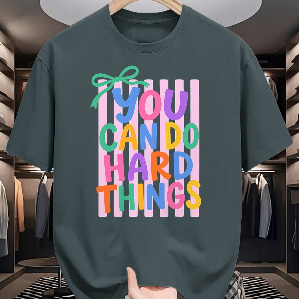 Best Teacher Shirt, Funny Teacher UnisexT-Shirt/Hoodie/Sweatshirt HLT00 - Striped You Can Do Hard Things Motivational Teacher T-Shirt
