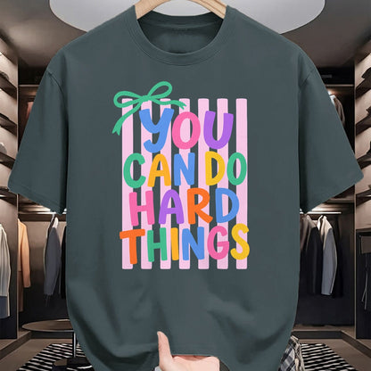 Best Teacher Shirt, Funny Teacher UnisexT-Shirt/Hoodie/Sweatshirt HLT00 - Striped You Can Do Hard Things Motivational Teacher T-Shirt