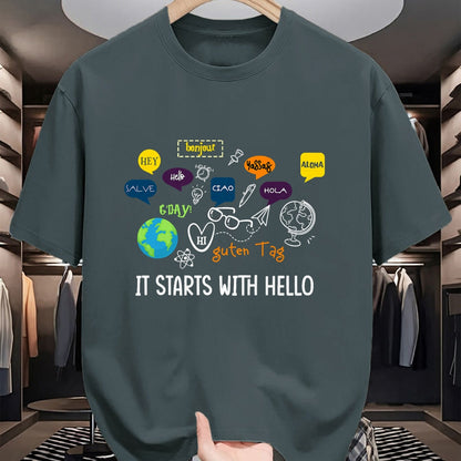 Best Teacher Shirt, Funny Teacher UnisexT-Shirt/Hoodie/Sweatshirt HLT00 - It Starts with Hello Friendship Inclusion Language Teacher T-Shirt