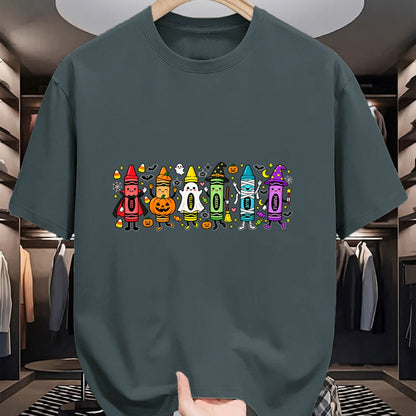 Best Teacher Shirt, Funny Teacher UnisexT-Shirt/Hoodie/Sweatshirt HLT00 - Spooky Halloween Crayons Teacher Classroom T-Shirt