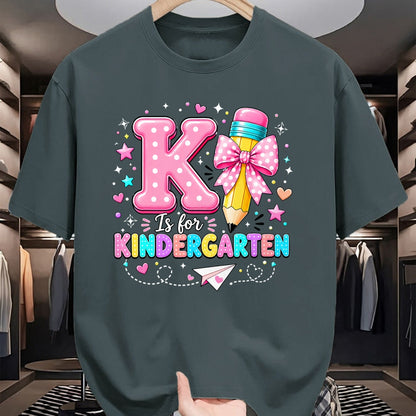 Best Teacher Shirt, Funny Teacher UnisexT-Shirt/Hoodie/Sweatshirt HLT00 - K is for Kindergarten Teacher Coquette Bow Back to School T-Shirt