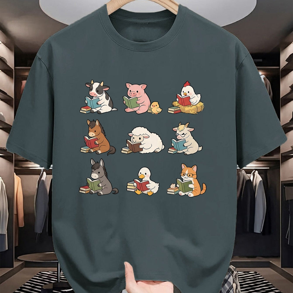 Best Teacher Shirt, Funny Teacher UnisexT-Shirt/Hoodie/Sweatshirt HLT00 - Cute Farm Animal Reading Book Bookish Reader Teacher Library T-Shirt