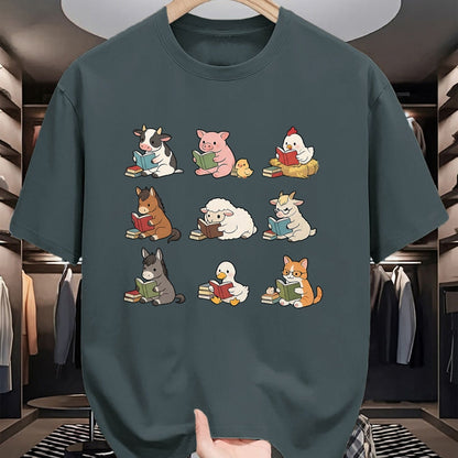 Best Teacher Shirt, Funny Teacher UnisexT-Shirt/Hoodie/Sweatshirt HLT00 - Cute Farm Animal Reading Book Bookish Reader Teacher Library T-Shirt