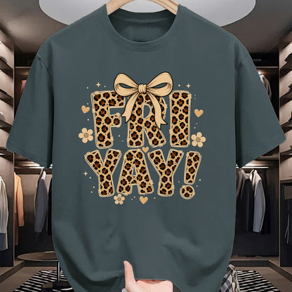 Best Teacher Shirt, Funny Teacher UnisexT-Shirt/Hoodie/Sweatshirt HLT00 - Happy Fri-Yay Friday Leopard Bow Teacher Back to School T-Shirt