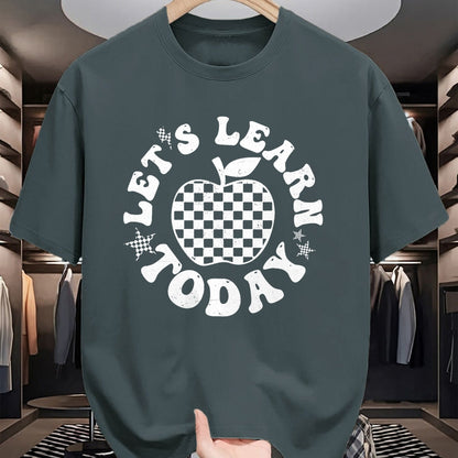 Best Teacher Shirt, Funny Teacher UnisexT-Shirt/Hoodie/Sweatshirt HLT00 - Let's Learn Today Checkered Apple Back to School Teacher T-Shirt