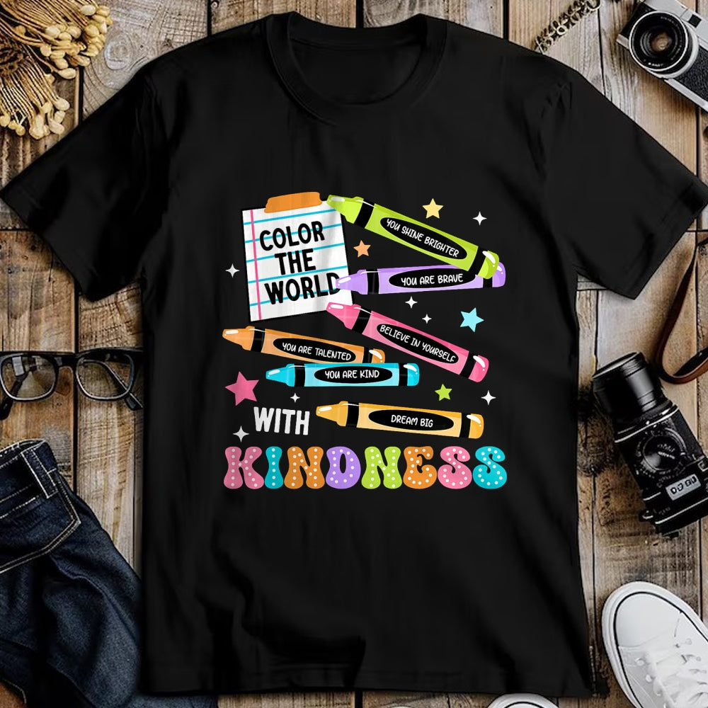 Best Teacher Shirt, Funny Teacher UnisexT-Shirt/Hoodie/Sweatshirt HLT00 - Color The World with Kindness Crayon Positivity Teacher T-Shirt