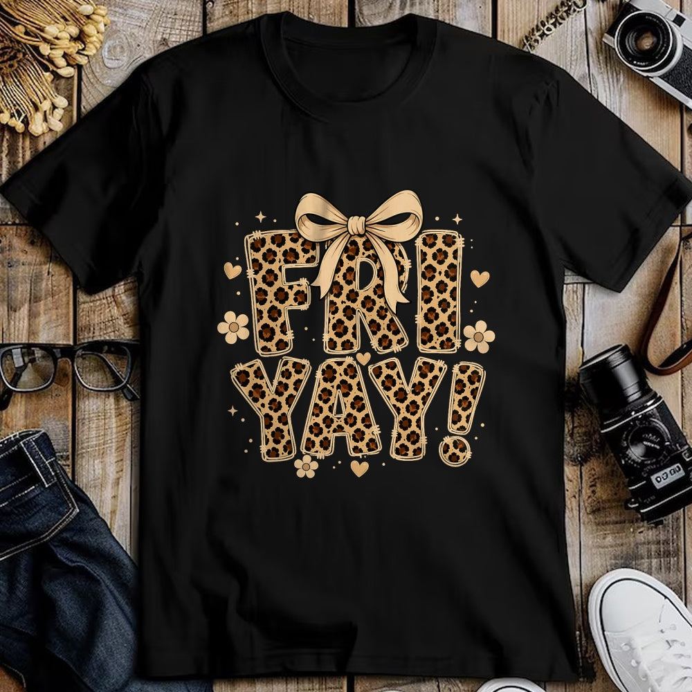 Best Teacher Shirt, Funny Teacher UnisexT-Shirt/Hoodie/Sweatshirt HLT00 - Happy Fri-Yay Friday Leopard Bow Teacher Back to School T-Shirt