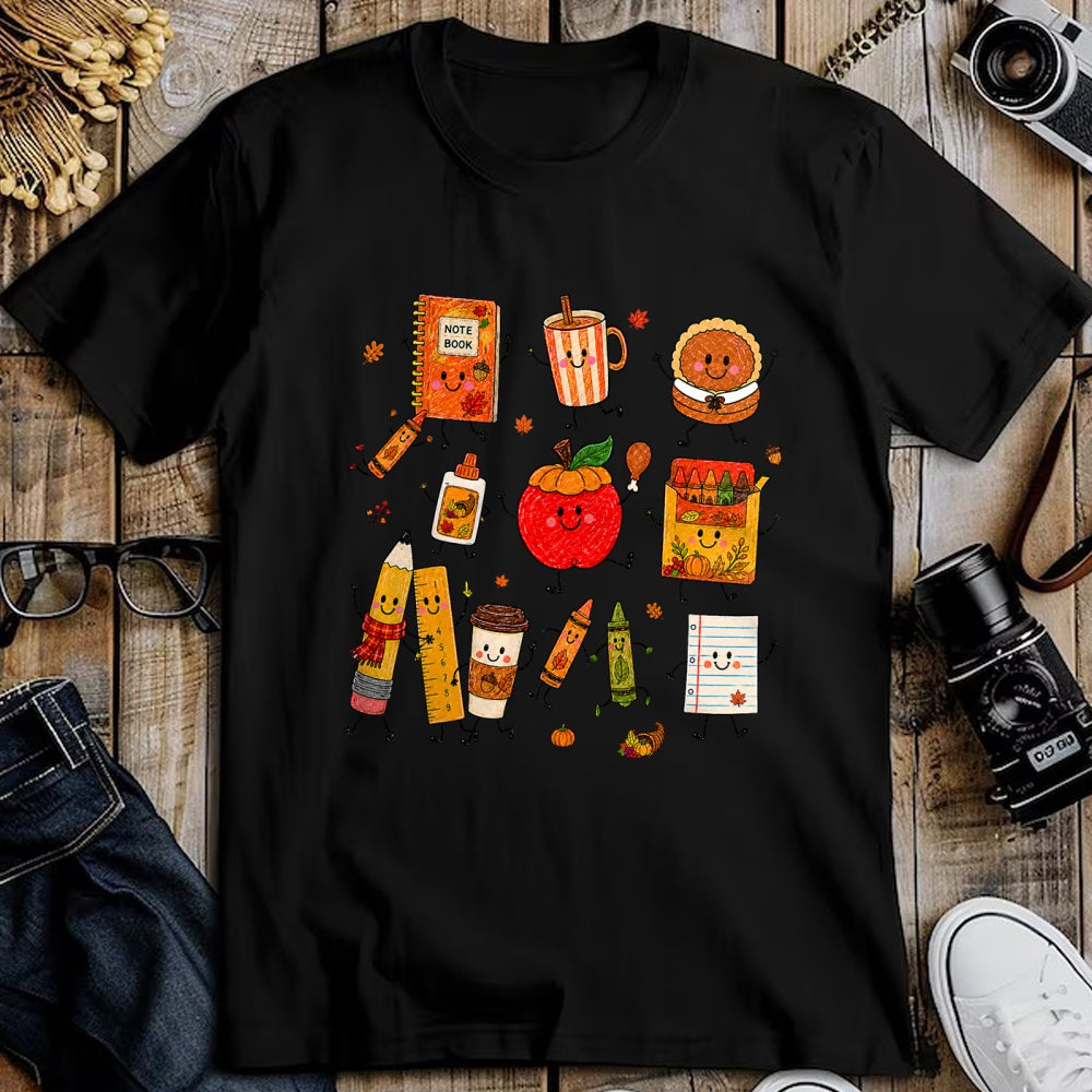 Best Teacher Shirt, Funny Teacher UnisexT-Shirt/Hoodie/Sweatshirt HLT00 - Teacher Doodle Characters Thanksgiving Cute School Supplies T-Shirt