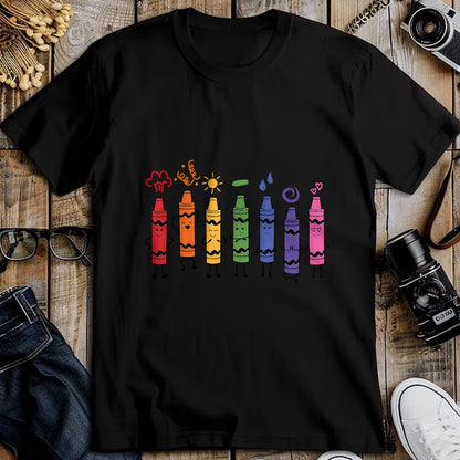 Best Teacher Shirt, Funny Teacher UnisexT-Shirt/Hoodie/Sweatshirt HLT00 - Mood Color Crayons Teacher T-Shirt
