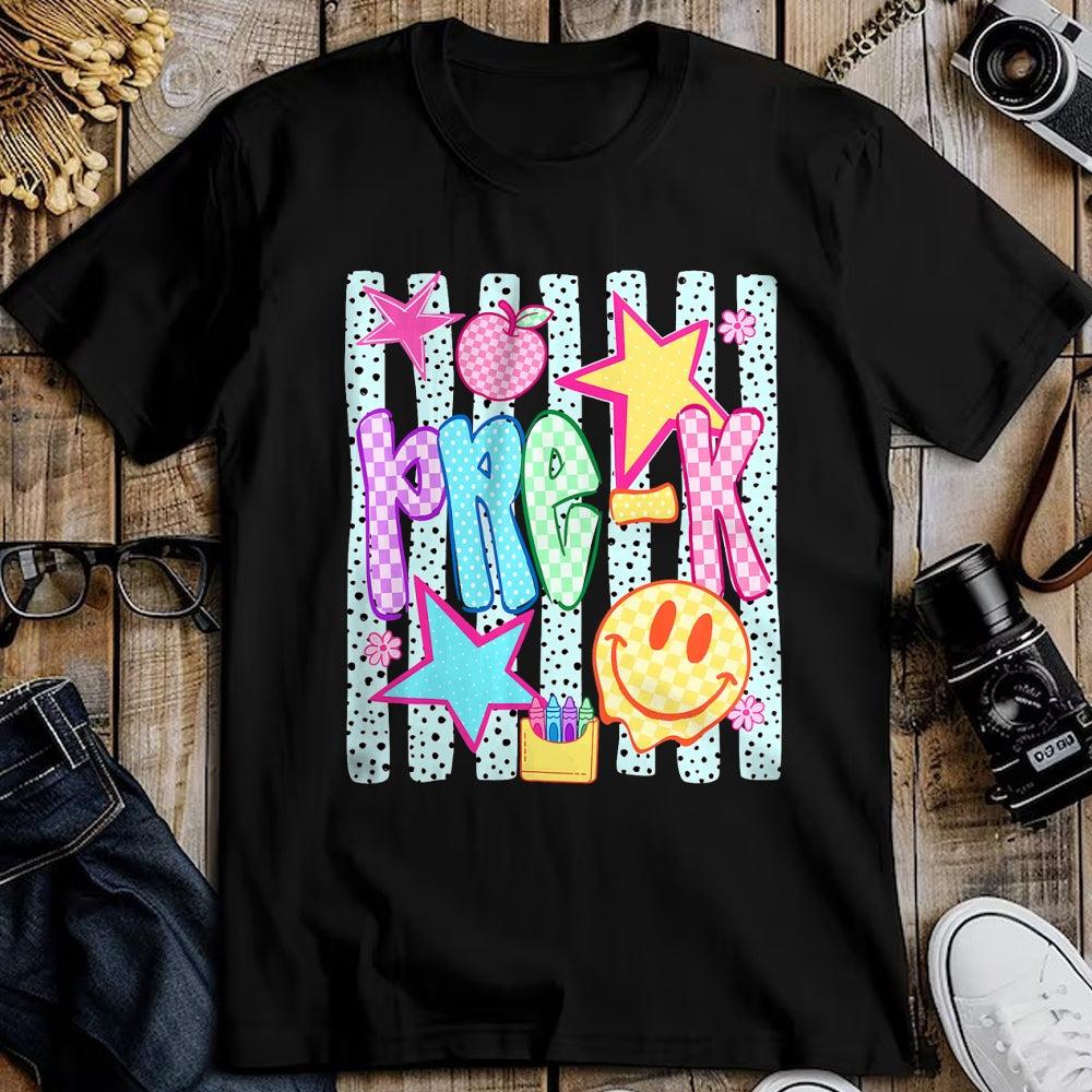 Best Teacher Shirt, Funny Teacher UnisexT-Shirt/Hoodie/Sweatshirt HLT00 - Back to School Colorful Pre K Checkered Girl Teacher T-Shirt