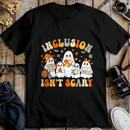 Best Teacher Shirt, Funny Teacher UnisexT-Shirt/Hoodie/Sweatshirt HLT00 - Inclusion Isn't Scary Funny Ghost Halloween SLP SPED Teacher T-Shirt