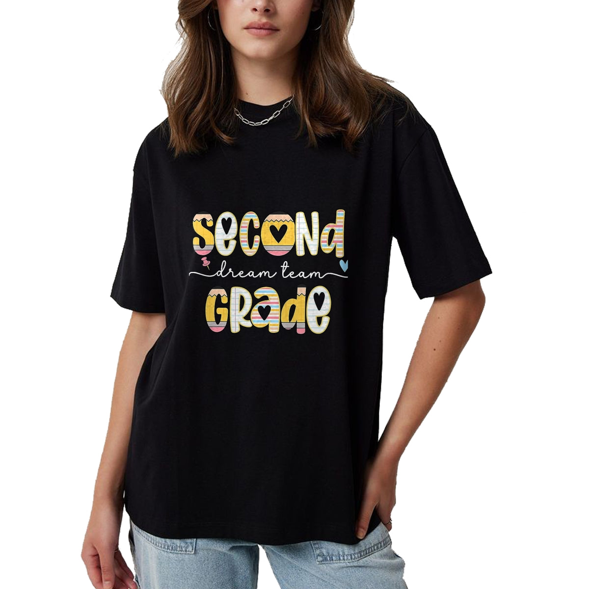 Best Teacher Shirt, Funny Teacher UnisexT-Shirt/Hoodie/Sweatshirt HLT00 - Second Grade Dream Team Back to School 2nd Grade Teacher T-Shirt, Men, Black, 3X-Large