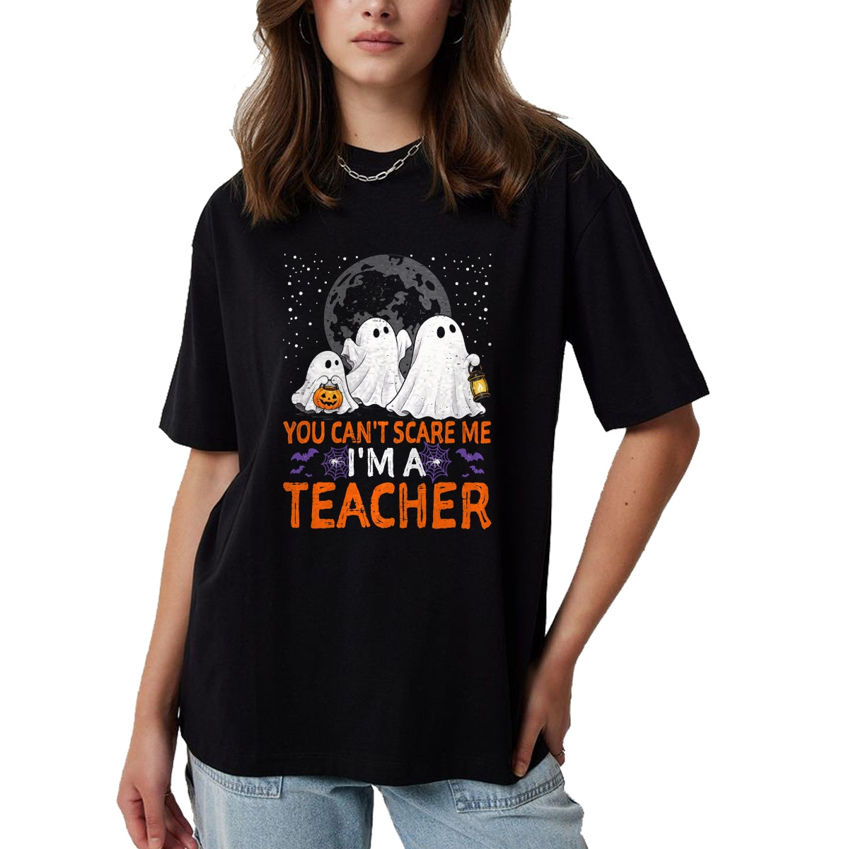 Best Teacher Shirt, Funny Teacher UnisexT-Shirt/Hoodie/Sweatshirt HLT00 - You Can't Scare Me I'm A Teacher Funny Halloween Teacher T-Shirt