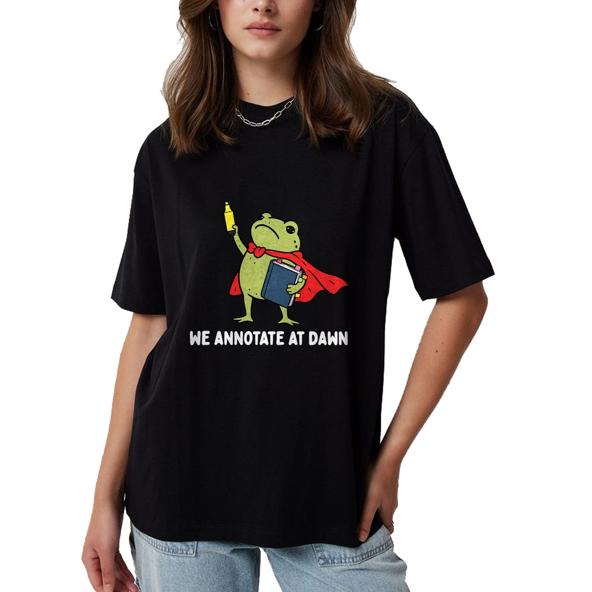 Best Teacher Shirt, Funny Teacher UnisexT-Shirt/Hoodie/Sweatshirt HLT00 - We Annotate At Dawn English Teacher Funny Frog Reader T-Shirt (1)