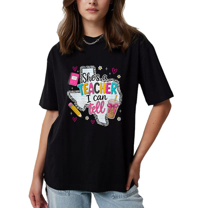 Best Teacher Shirt, Funny Teacher UnisexT-Shirt/Hoodie/Sweatshirt HLT00 - She's A Teacher I Can Tell Western Classroom Art T-Shirt