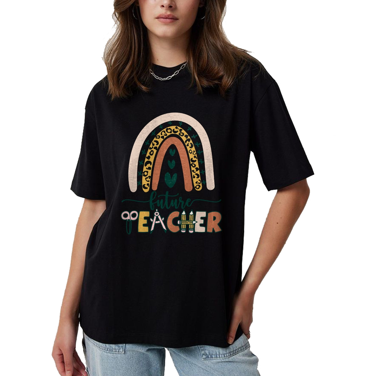 Best Teacher Shirt, Funny Teacher UnisexT-Shirt/Hoodie/Sweatshirt HLT00 - Future Teacher Boho Rainbow Leopard New Grad Student T-Shirt