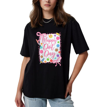Best Teacher Shirt, Funny Teacher UnisexT-Shirt/Hoodie/Sweatshirt HLT00 - Happy Dot Day Bow Coquette for Teacher Girls T-Shirt