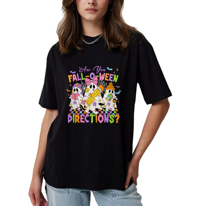 Best Teacher Shirt, Funny Teacher UnisexT-Shirt/Hoodie/Sweatshirt HLT00 - Halloween Floral Ghost Teacher are You Falloween Directions T-Shirt