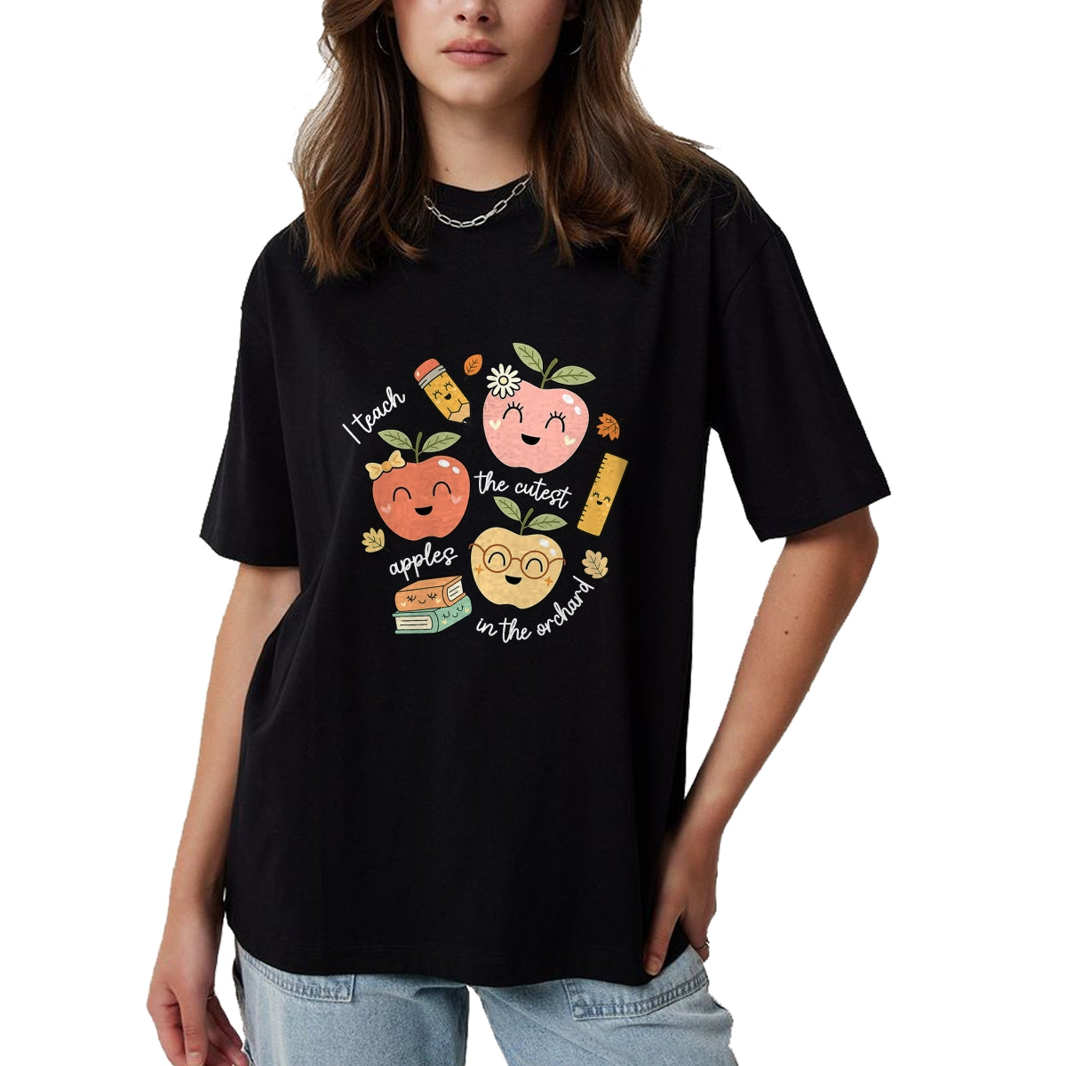 Best Teacher Shirt, Funny Teacher UnisexT-Shirt/Hoodie/Sweatshirt HLT00 - I Teach The Cutest Apples in The Orchard Cute Fall Teacher T-Shirt