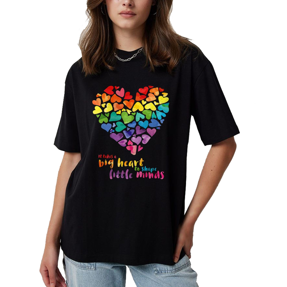 Best Teacher Shirt, Funny Teacher UnisexT-Shirt/Hoodie/Sweatshirt HLT00 - It Takes a Big Heart to Shape Little Minds Teacher Gift T-Shirt