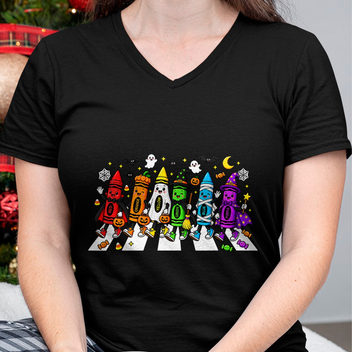 Best Teacher Shirt, Funny Teacher UnisexT-Shirt/Hoodie/Sweatshirt HLT00 - Cute Halloween Crayons Teacher Spooky Teacher Tee T-Shirt