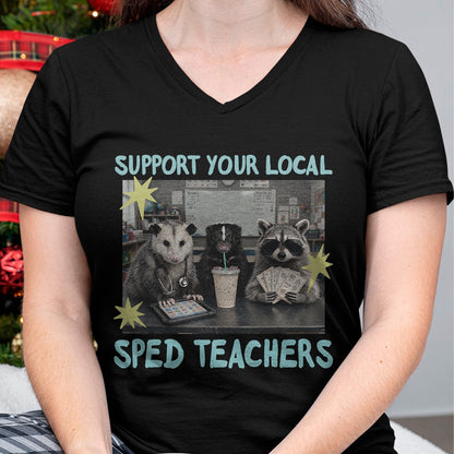Best Teacher Shirt, Funny Teacher UnisexT-Shirt/Hoodie/Sweatshirt HLT00 - Support Your Local Sped Teachers Raccoon Possum Rad Team T-Shirt