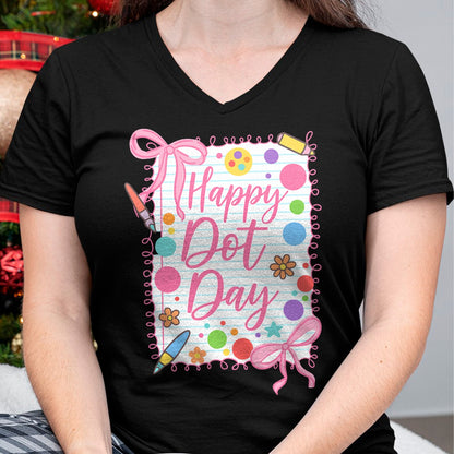 Best Teacher Shirt, Funny Teacher UnisexT-Shirt/Hoodie/Sweatshirt HLT00 - Happy Dot Day Bow Coquette for Teacher Girls T-Shirt