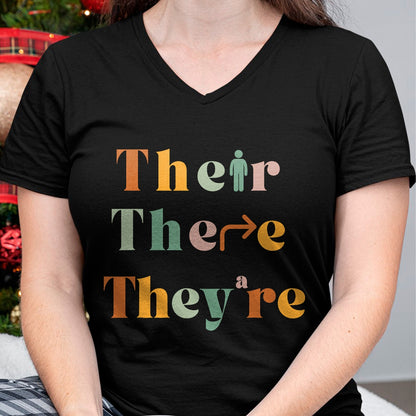 Best Teacher Shirt, Funny Teacher UnisexT-Shirt/Hoodie/Sweatshirt HLT00 - Their There They're Funny English Teacher Gramma Police Joke T-Shirt