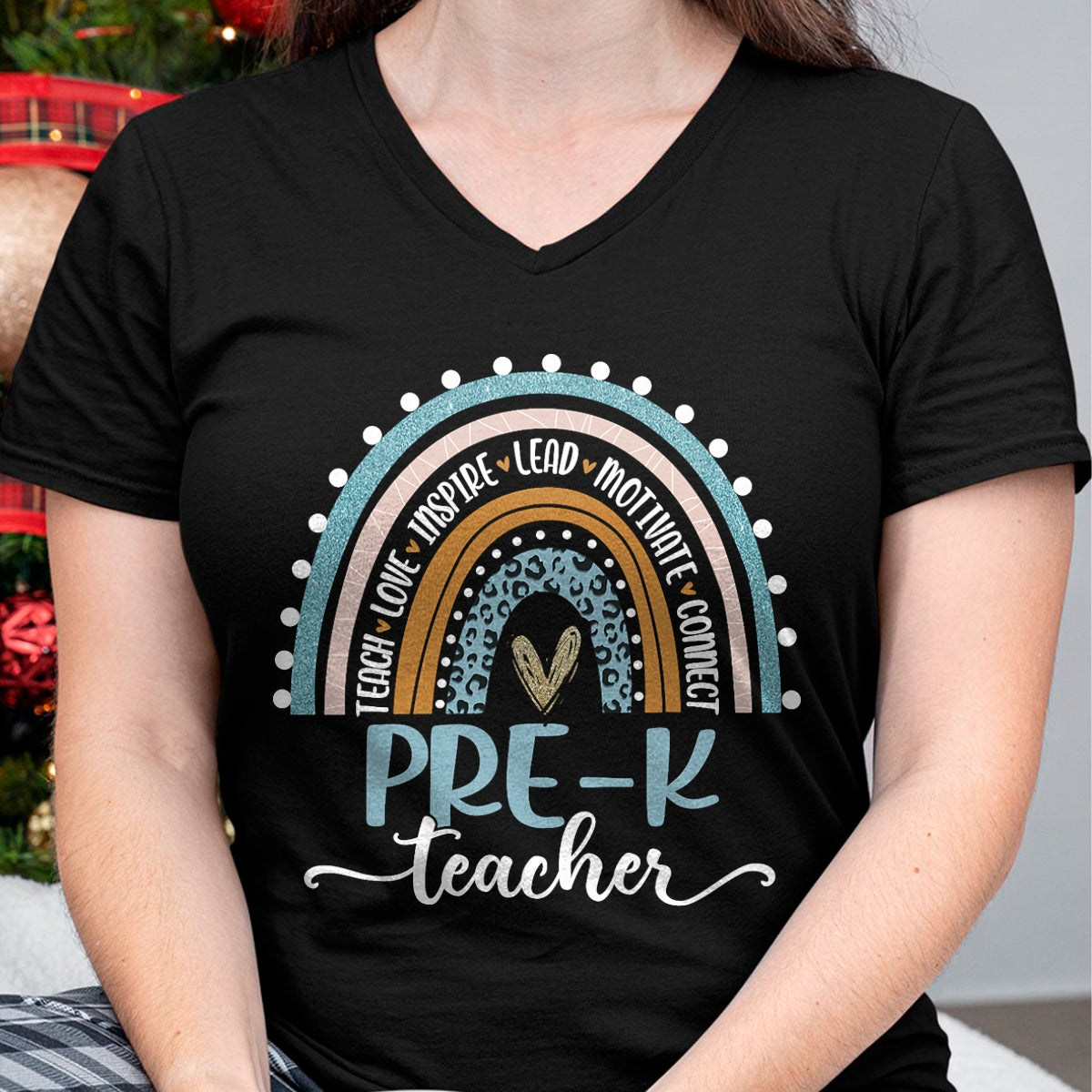 Best Teacher Shirt, Funny Teacher UnisexT-Shirt/Hoodie/Sweatshirt HLT00 - Pre-K Teacher Leopard Boho Rainbow Back to School T-Shirt