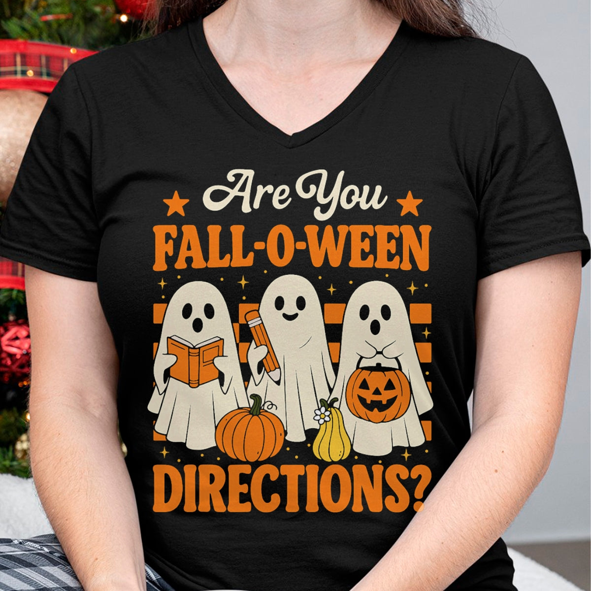 Best Teacher Shirt, Funny Teacher UnisexT-Shirt/Hoodie/Sweatshirt HLT00 - are You Fall O Ween Directions Funny Teacher Ghost Halloween T-Shirt