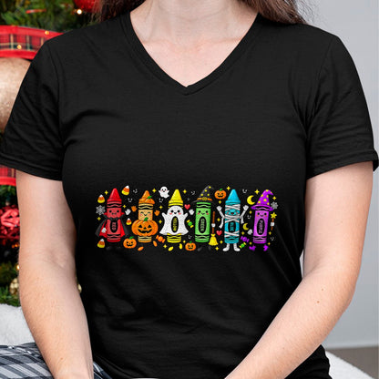 Best Teacher Shirt, Funny Teacher UnisexT-Shirt/Hoodie/Sweatshirt HLT00 - Halloween Crayons Teacher Spooky Teacher T-Shirt