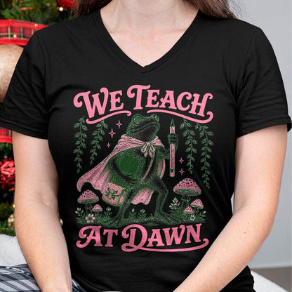 Best Teacher Shirt, Funny Teacher UnisexT-Shirt/Hoodie/Sweatshirt HLT00 - We Teach at Dawn Funny Teacher Frog Back to School T-Shirt