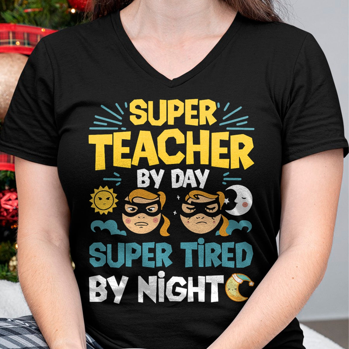 Best Teacher Shirt, Funny Teacher UnisexT-Shirt/Hoodie/Sweatshirt HLT00 - Super Teacher By Day Super Tired By Night Superheroes School T-Shirt