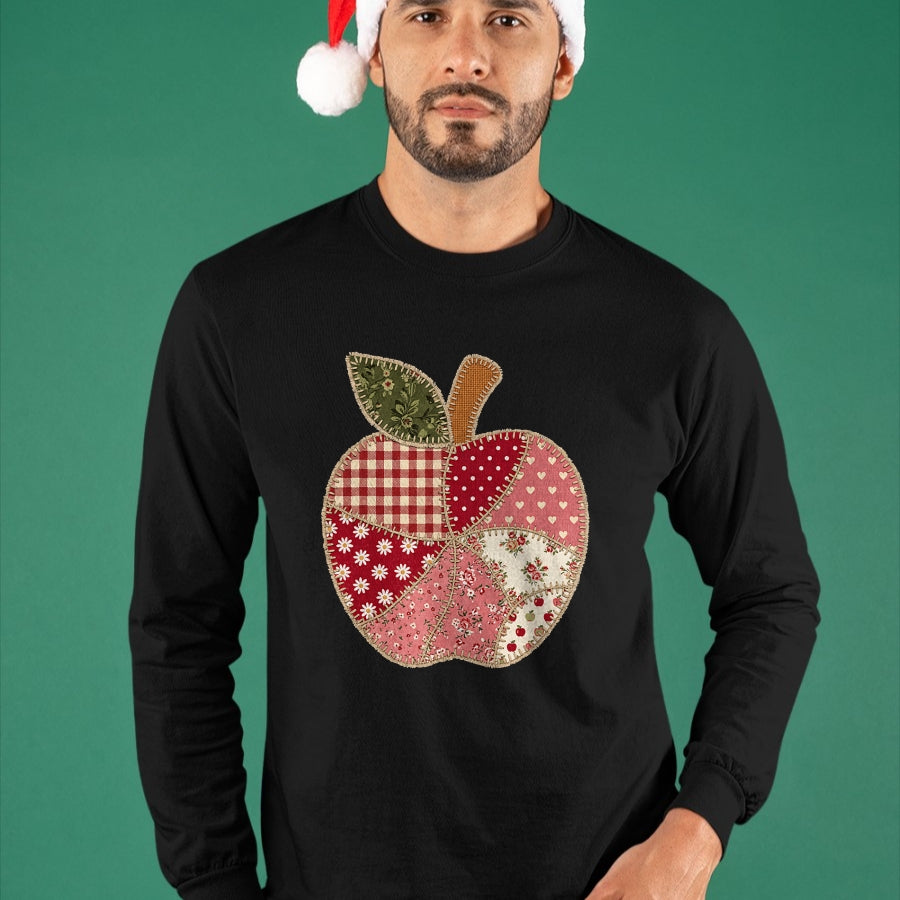 Best Teacher Shirt, Funny Teacher UnisexT-Shirt/Hoodie/Sweatshirt HLT00 - Vintage Quilted Apple Cute Teacher Back to School T-Shirt
