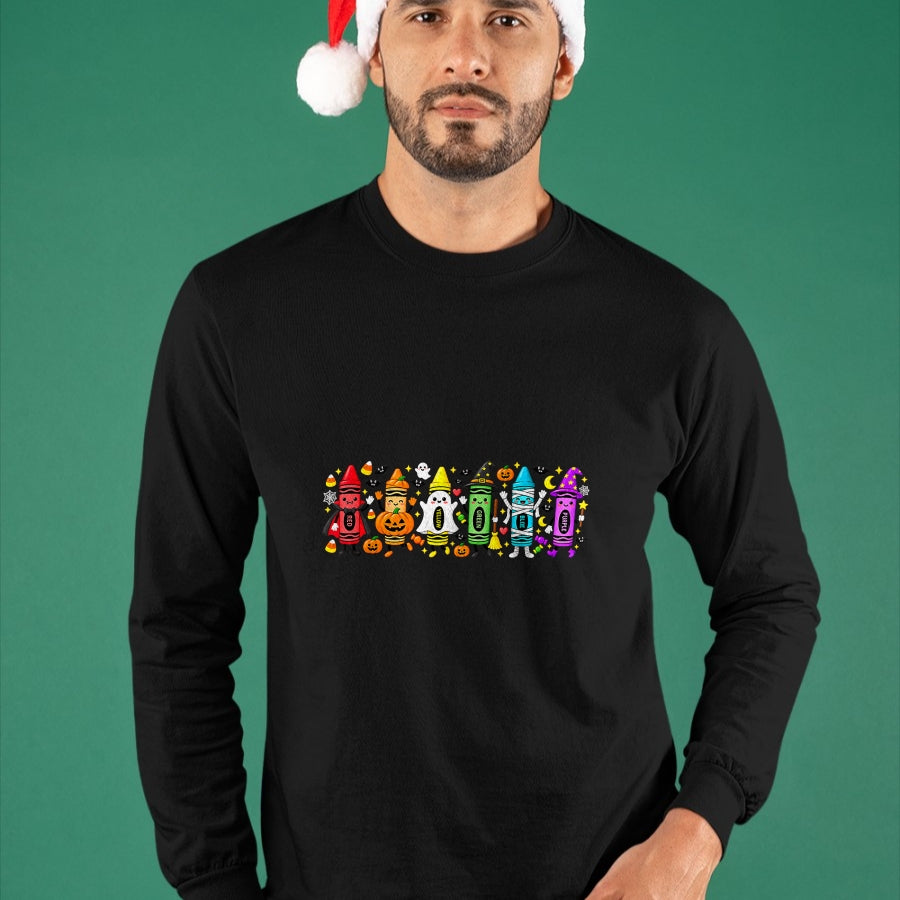 Best Teacher Shirt, Funny Teacher UnisexT-Shirt/Hoodie/Sweatshirt HLT00 - Halloween Crayons Teacher Spooky Teacher T-Shirt