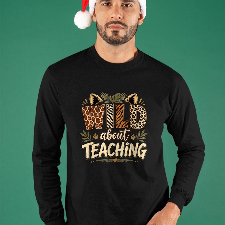 Best Teacher Shirt, Funny Teacher UnisexT-Shirt/Hoodie/Sweatshirt HLT00 - Wild About Teaching Leopard Safari Animal Print Teacher Fun T-Shirt