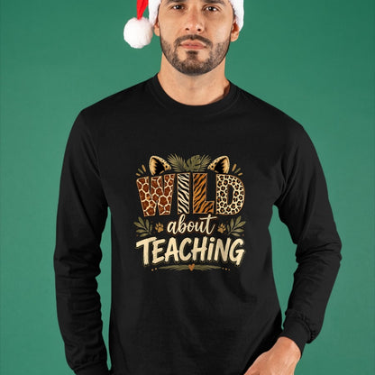 Best Teacher Shirt, Funny Teacher UnisexT-Shirt/Hoodie/Sweatshirt HLT00 - Wild About Teaching Leopard Safari Animal Print Teacher Fun T-Shirt
