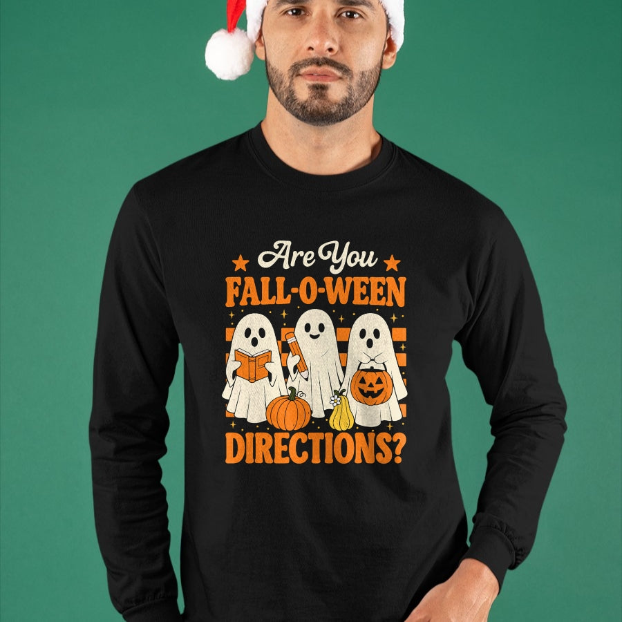 Best Teacher Shirt, Funny Teacher UnisexT-Shirt/Hoodie/Sweatshirt HLT00 - are You Fall O Ween Directions Funny Teacher Ghost Halloween T-Shirt