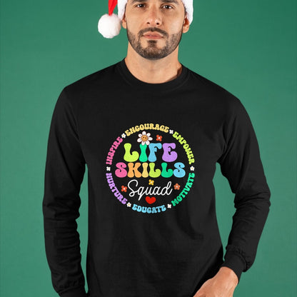 Best Teacher Shirt, Funny Teacher UnisexT-Shirt/Hoodie/Sweatshirt HLT00 - Groovy Life Skills Squad Teacher Special Ed SPED Team Crew T-Shirt