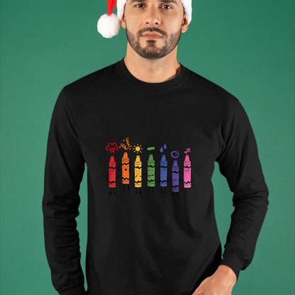 Best Teacher Shirt, Funny Teacher UnisexT-Shirt/Hoodie/Sweatshirt HLT00 - Mood Color Crayons Teacher T-Shirt