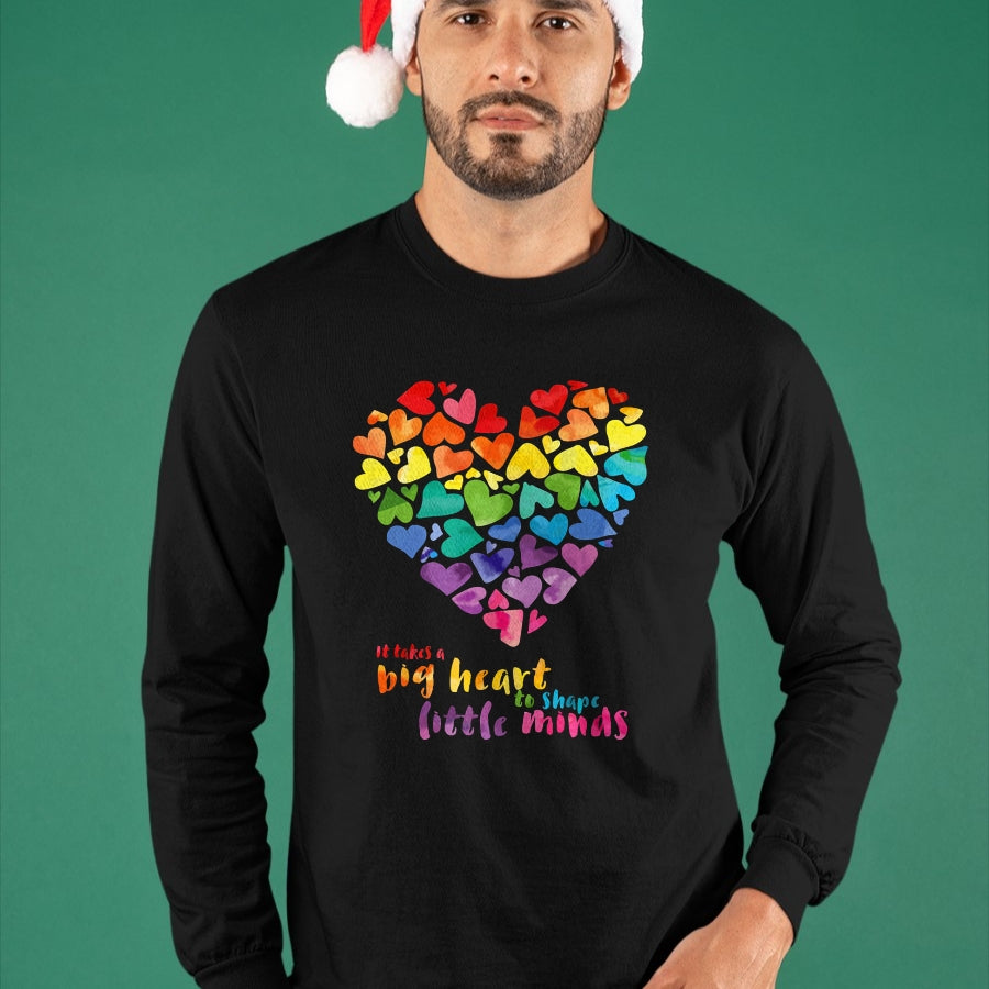 Best Teacher Shirt, Funny Teacher UnisexT-Shirt/Hoodie/Sweatshirt HLT00 - It Takes a Big Heart to Shape Little Minds Teacher Gift T-Shirt