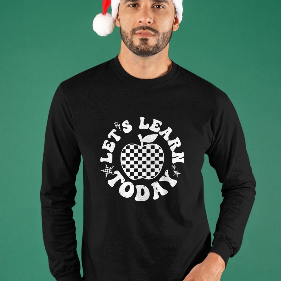 Best Teacher Shirt, Funny Teacher UnisexT-Shirt/Hoodie/Sweatshirt HLT00 - Let's Learn Today Checkered Apple Back to School Teacher T-Shirt